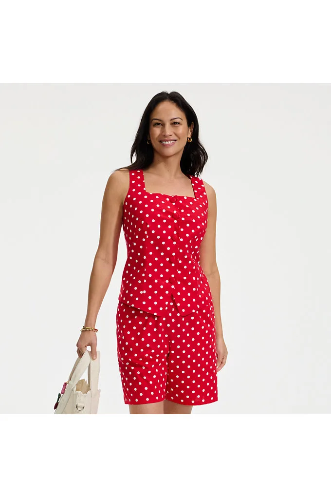 Women's Poplin Square Neck Vest - Lands' End - Red - L