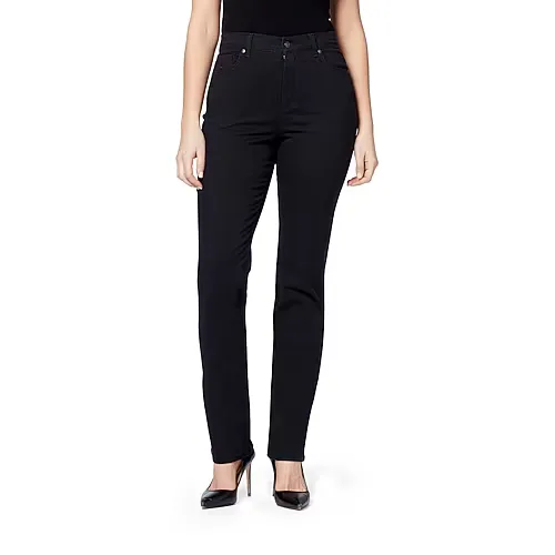 Gloria Vanderbilt Amanda Womens High Rise Tapered Leg Jean, 6, Black