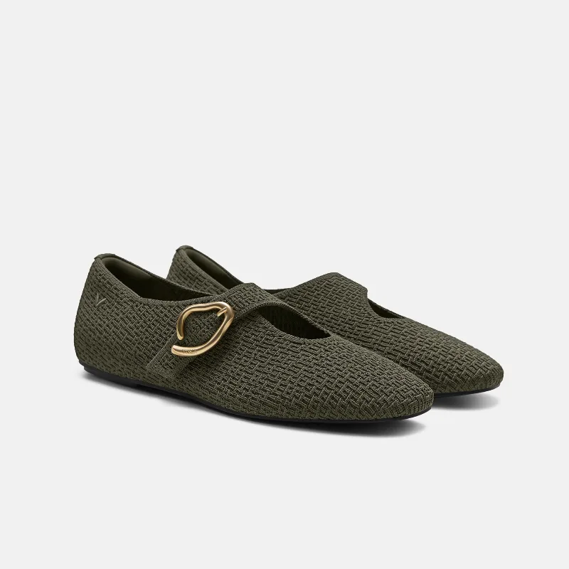 VIVAIA Mini Square-Toe Mary-Jane Flats (Jovin)|BURNT OLIVE|5.5-6