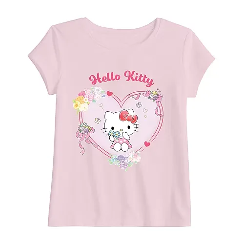 Toddler Girls Crew Neck Short Sleeve Regular Fit Hello Kitty Graphic T-Shirt, 3t, Pink