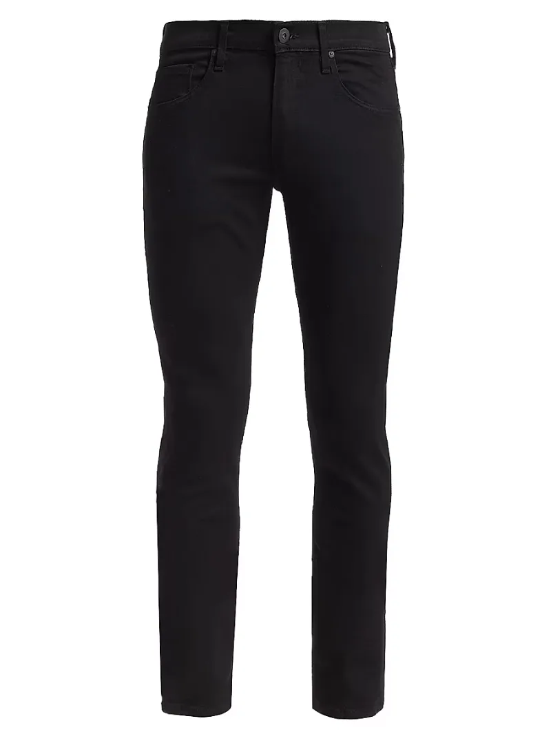 Paige Lennox Stretch Slim-Fit Jeans - Black Shadow - Size 32