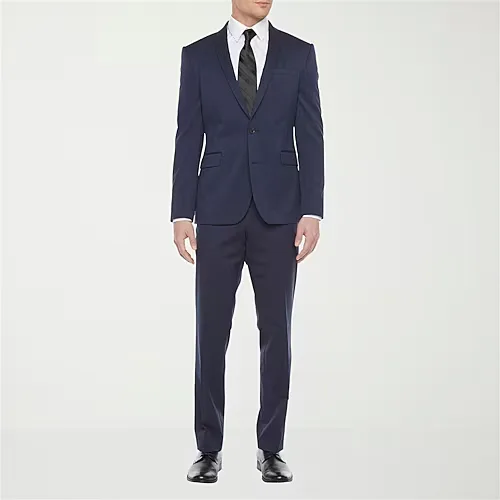 J. Ferrar Ultra Comfort Mens Stretch Fabric Slim Fit Flat Front Suit Pant, 32 30, Blue