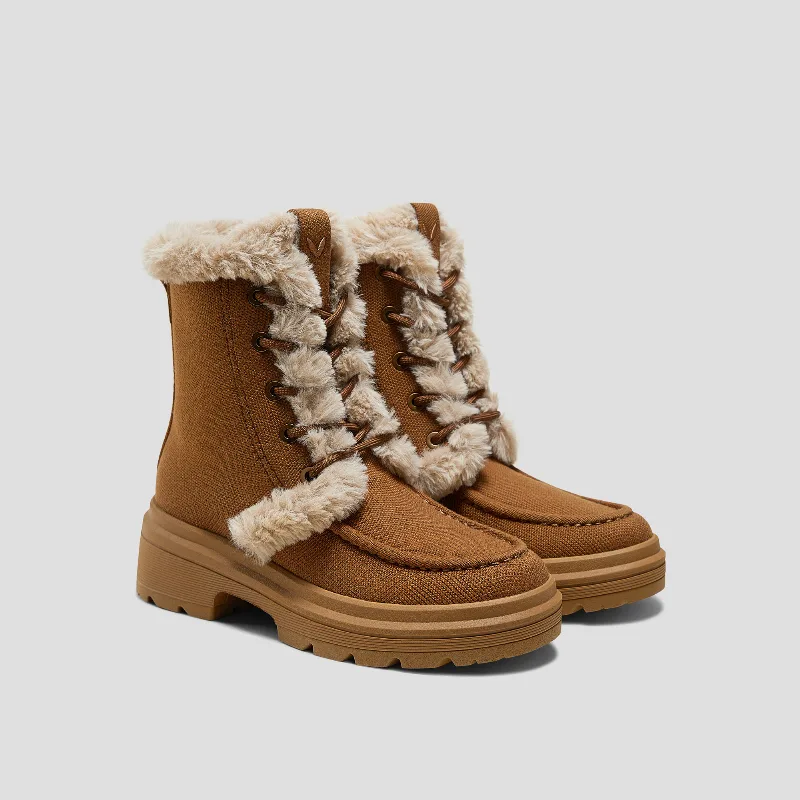 VIVAIA Faux Fur Water-Repellent Lightweight Warm Boots (Terry)|CARAMEL WOOL WATER PRF|US 11