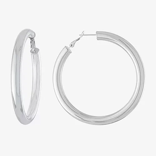 Silver Reflections Pure Silver Over Brass Hoop Earrings, One Size