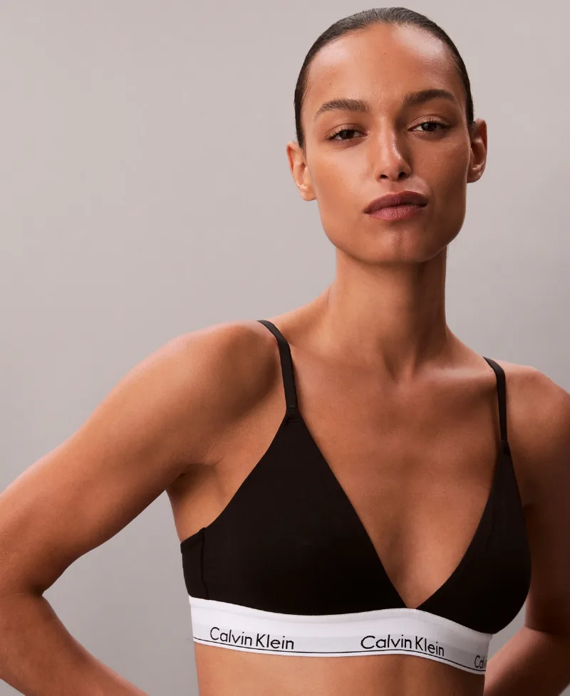 Calvin Klein Women's Icon Cotton-Modal Lightly Lined Triangle Bralette QF8498 - Black
