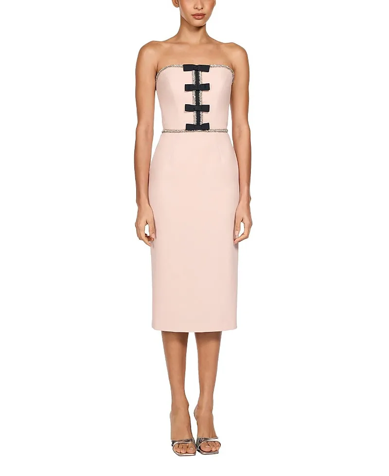 Jenny Packham Odette Bow-Embellished Beaded Midi Dress