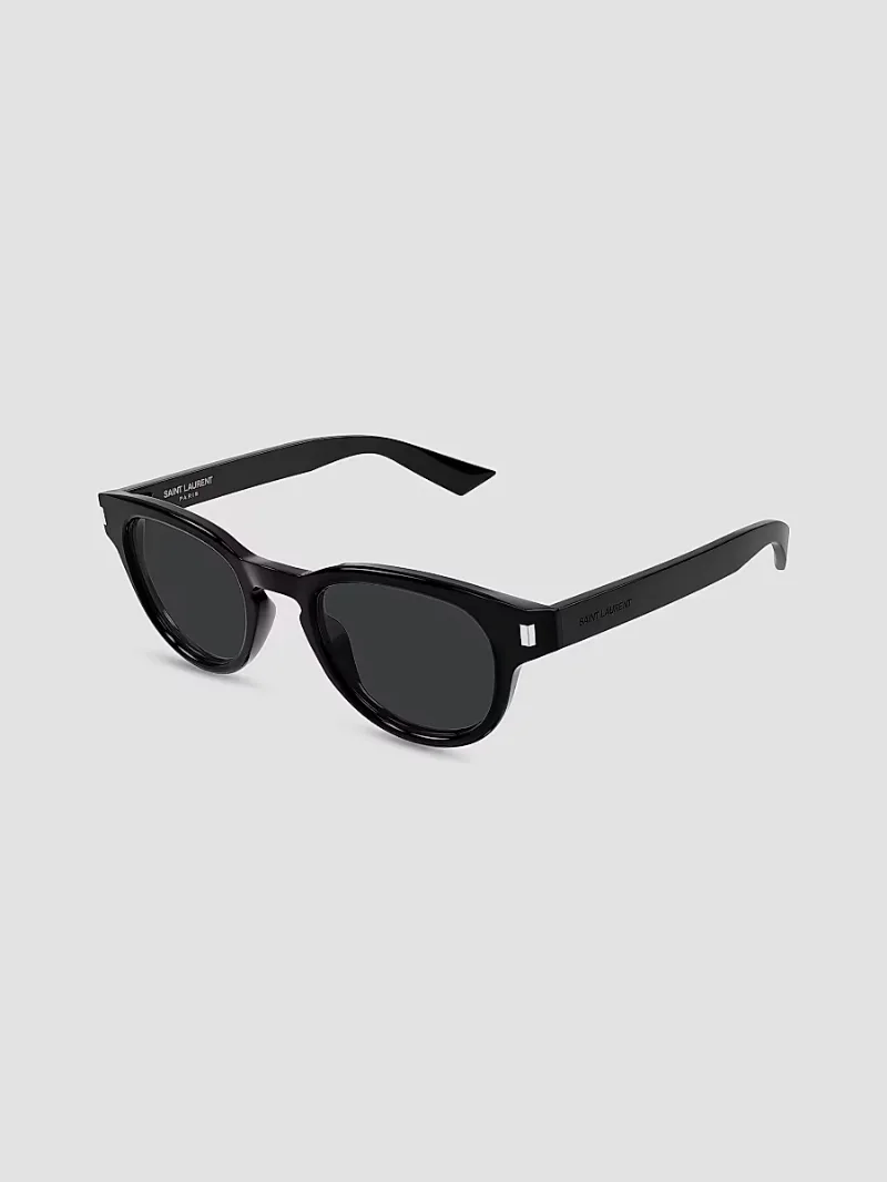 Saint Laurent Men's Panthos 48MM Round Sunglasses - Black