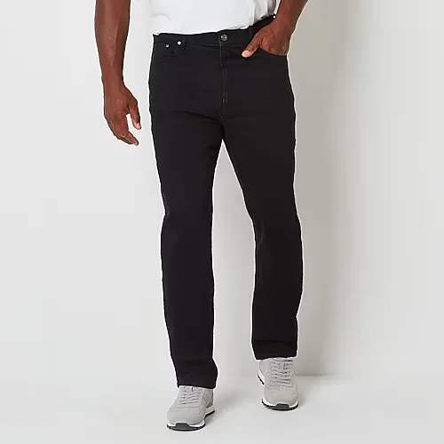 mutual weave Big and Tall Mens Tapered Leg Athletic Fit Jeans, 50 30, Black