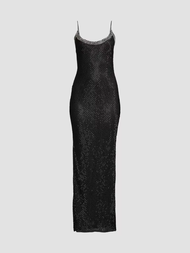 Mac Duggal Women's Beaded Column Gown - Black - Size 12