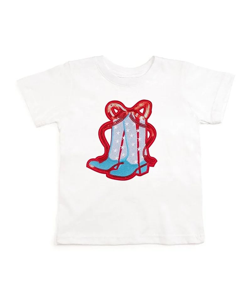 Sweet Wink Girls' Patriotic Cowgirl Patch Short Sleeve T-Shirt - Baby, Little Kid, Big Kid