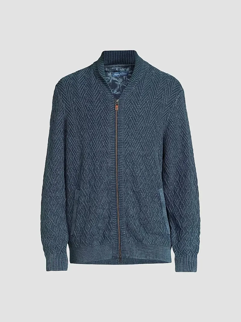 Tommy Bahama Men's Sunbreak Full-Zip Shawl Cardigan - Coastline - Size Medium