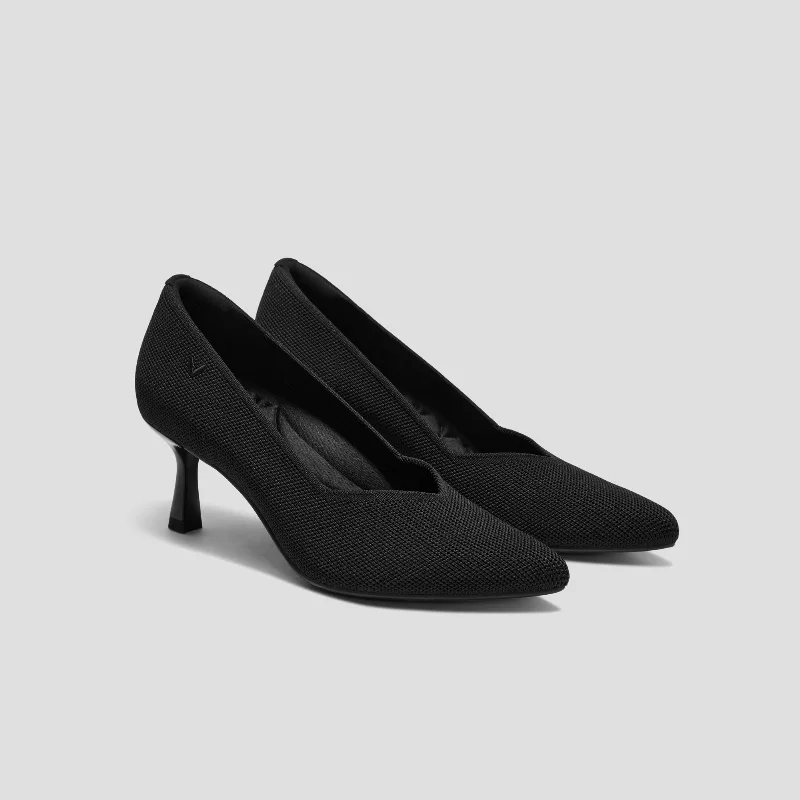 VIVAIA Pointed-Toe Mid Heels (Anna)|BLACK|US 10.5