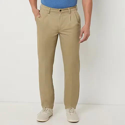 St. John's Bay Universal Wrinkle Free Easy Care Mens Classic Fit Pleated Pant, 30 30, Brown
