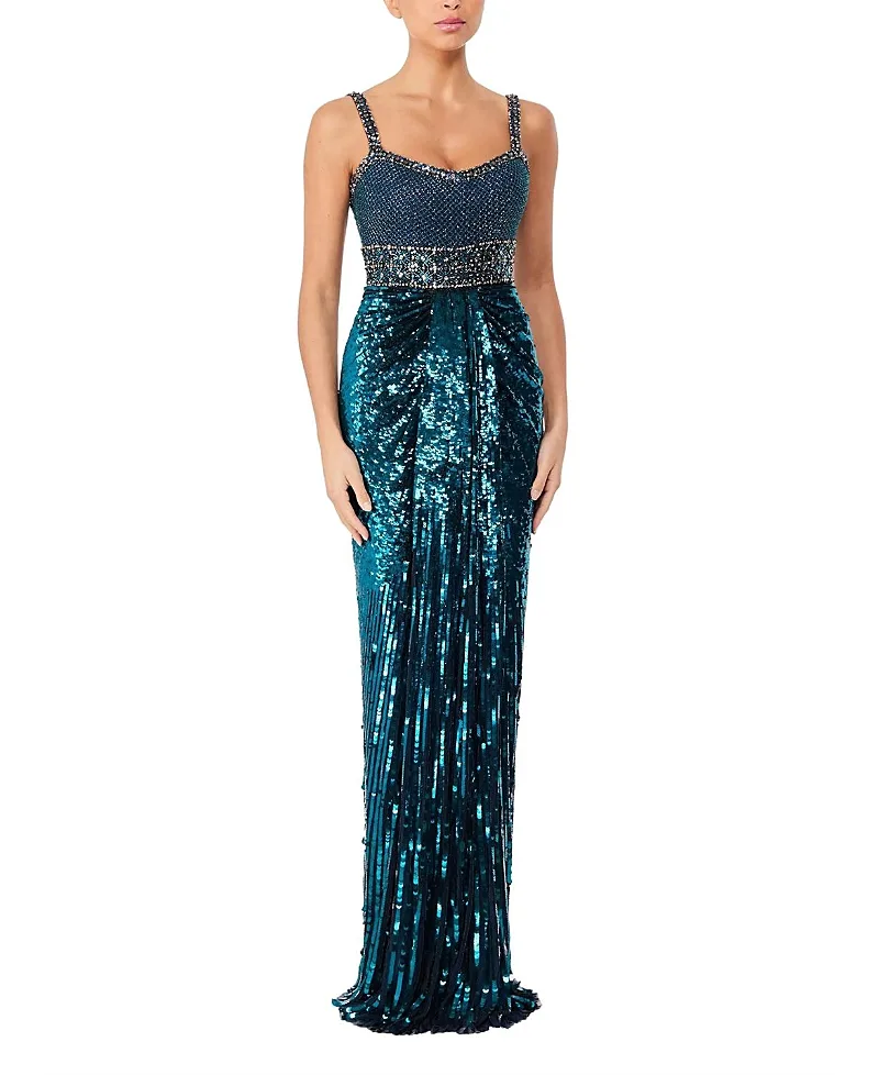 Jenny Packham Only You Embellished Draped Maxi Dress