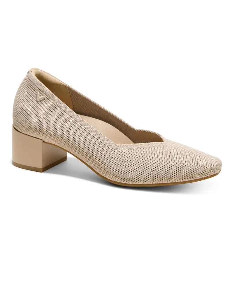 Vivaia Megan Square-Toe Stress Free Chunky Heels - Almond