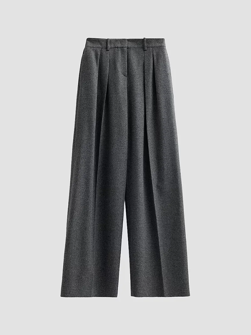 Women's Pleated Slouch Trousers - Graphite Melange - Size 2