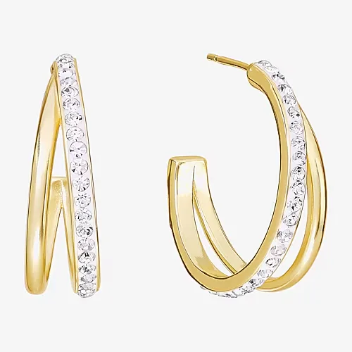 Sparkle Allure Womens Cubic Zirconia 14K Gold Over Brass 25.1mm Hoop Earrings, One Size