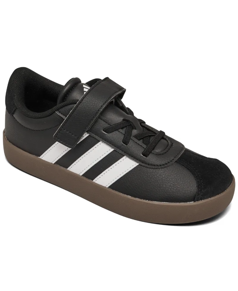 adidas Little Kids Vl Court 3.0 Fastening Strap Casual Sneakers from Finish Line - Black, White