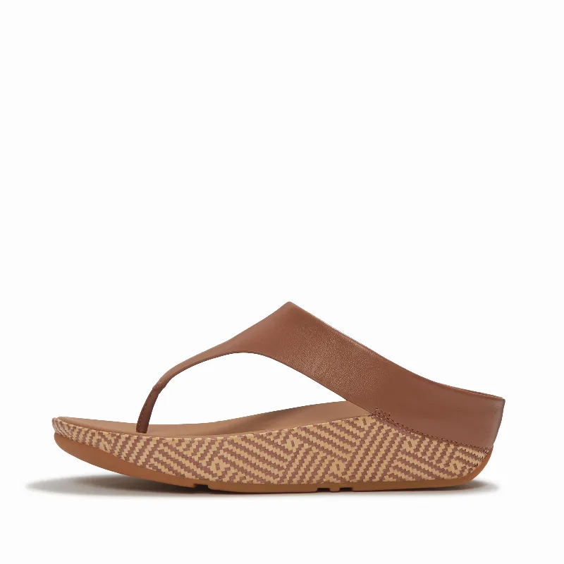 LULU Lux Graphic-Weave Leather Toe-Post Sandals
