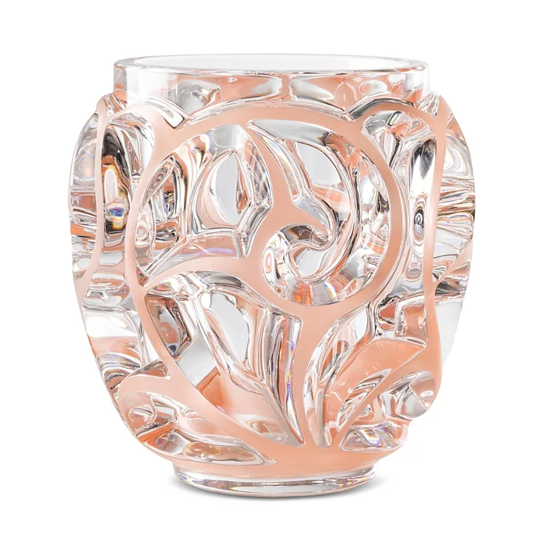 Lalique Tourbillions Coral Patina Crystal Medium Vase