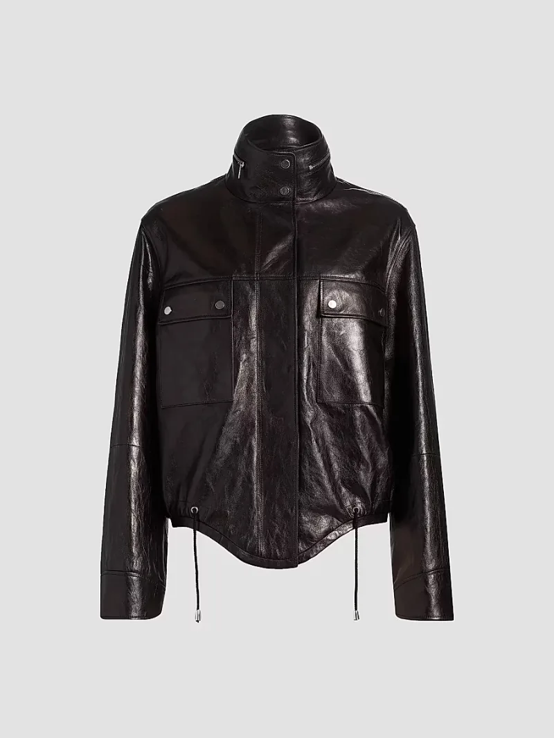 Michael Kors Collection Women's Bomber Leather Jacket - Black - Size XS