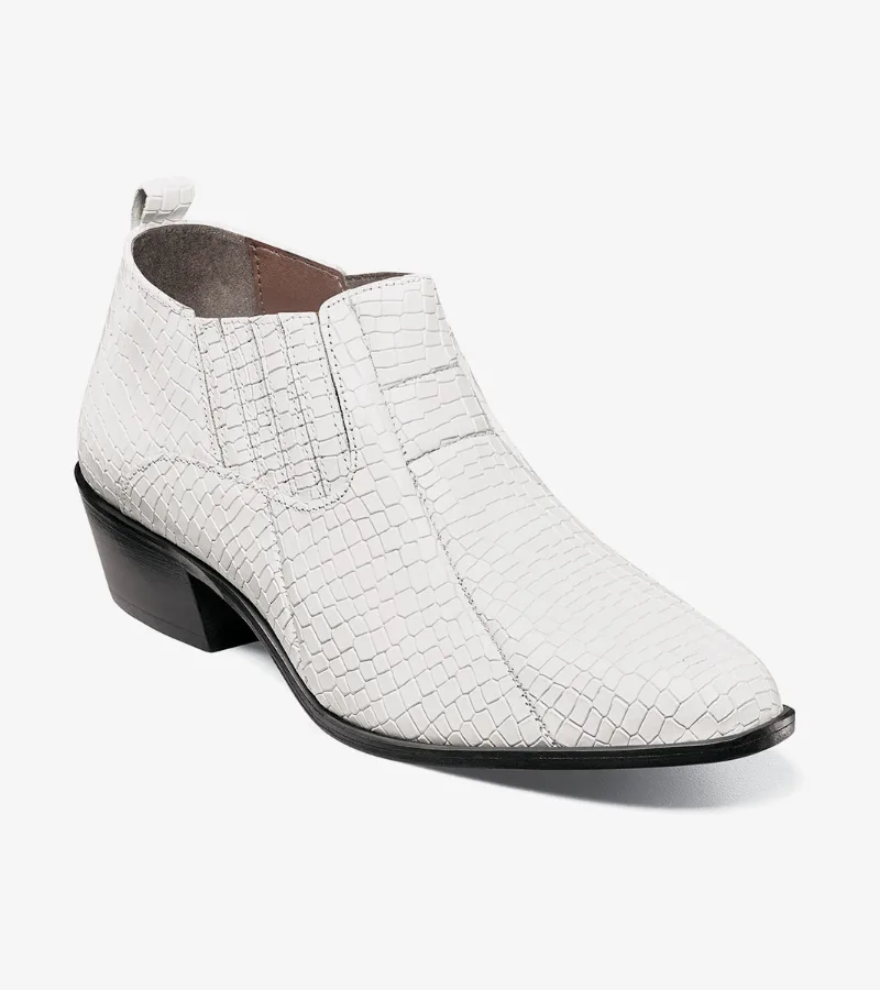 Stacy Adams Shoes Sandoval Cuban Heeled Boot White Size 10.5