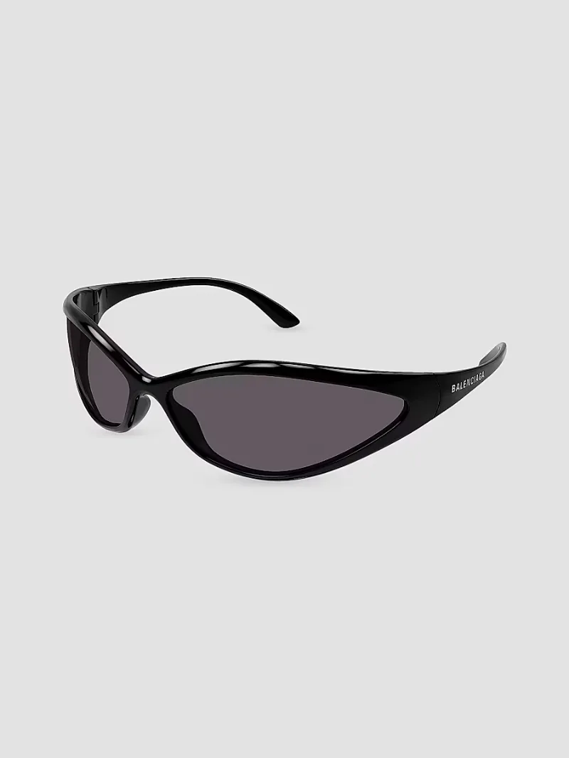 Balenciaga Men's Fashion Show 90s Oval 83MM Geometric Sunglasses - Black