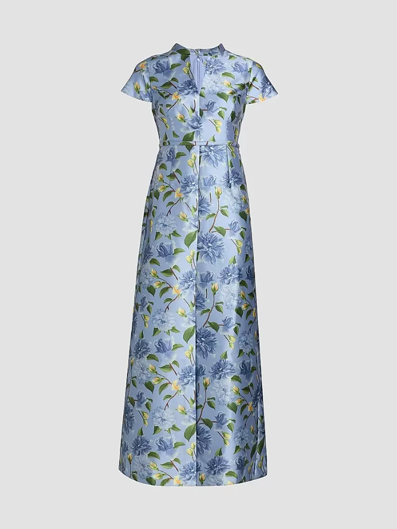 SACHIN BABI Women's Charlotte Mikado Belted Gown - Twilight Peony - Size 0
