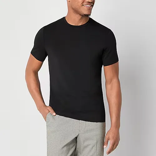 J. Ferrar Mens Crew Neck Short Sleeve Quick Dry T-Shirt, Small, Black