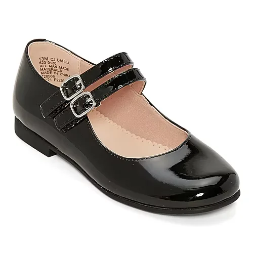 Christie & Jill Little & Big Girls Dahlia Round Toe Mary Jane Shoes, 12 Medium, Black