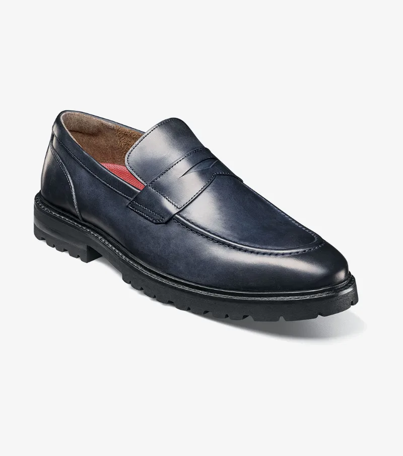Stacy Adams Shoes Hayes Moc Toe Penny Slip On Navy Size 14