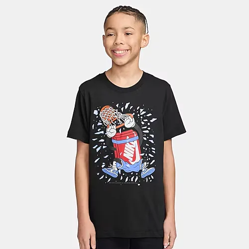 Nike Club Big Kid Unisex Crew Neck Short Sleeve Regular Fit Graphic T-Shirt, Medium, Black