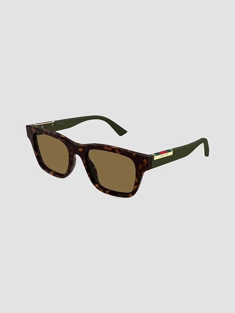 Gucci Men's Subtle Web Sporty 52MM Square Sunglasses - Green Brown