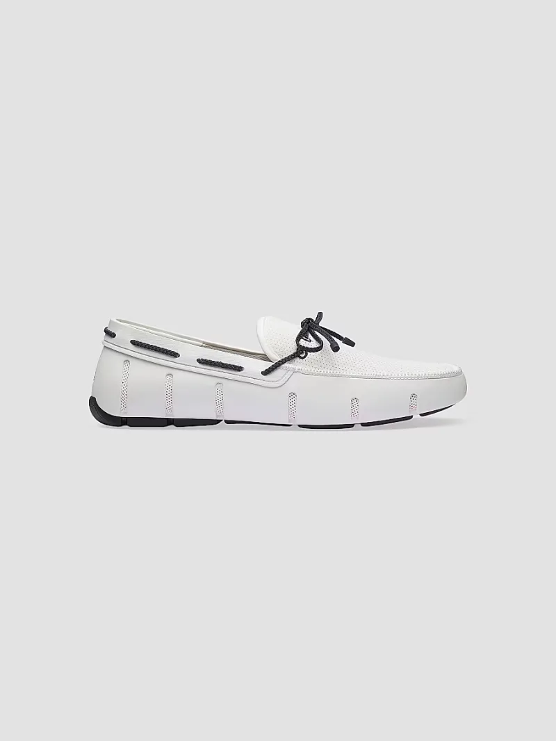 Swims Men's Braided Lace Loafers - White Navy - Size 11