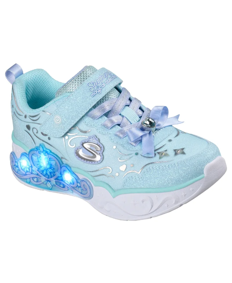 Skechers Little Girls' S Lights: Princess Steps Fastening Strap Light-Up Lifestyle Sneakers from Finish Line - Light Blue