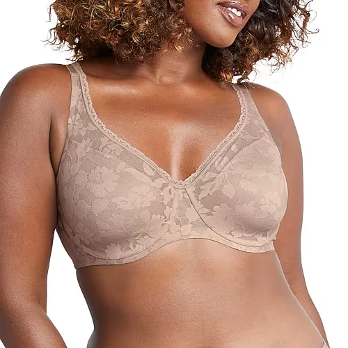 Bali Passion For Comfort Comfy Glam Underwire Full Coverage Bra Df6590, Ddd, Beige