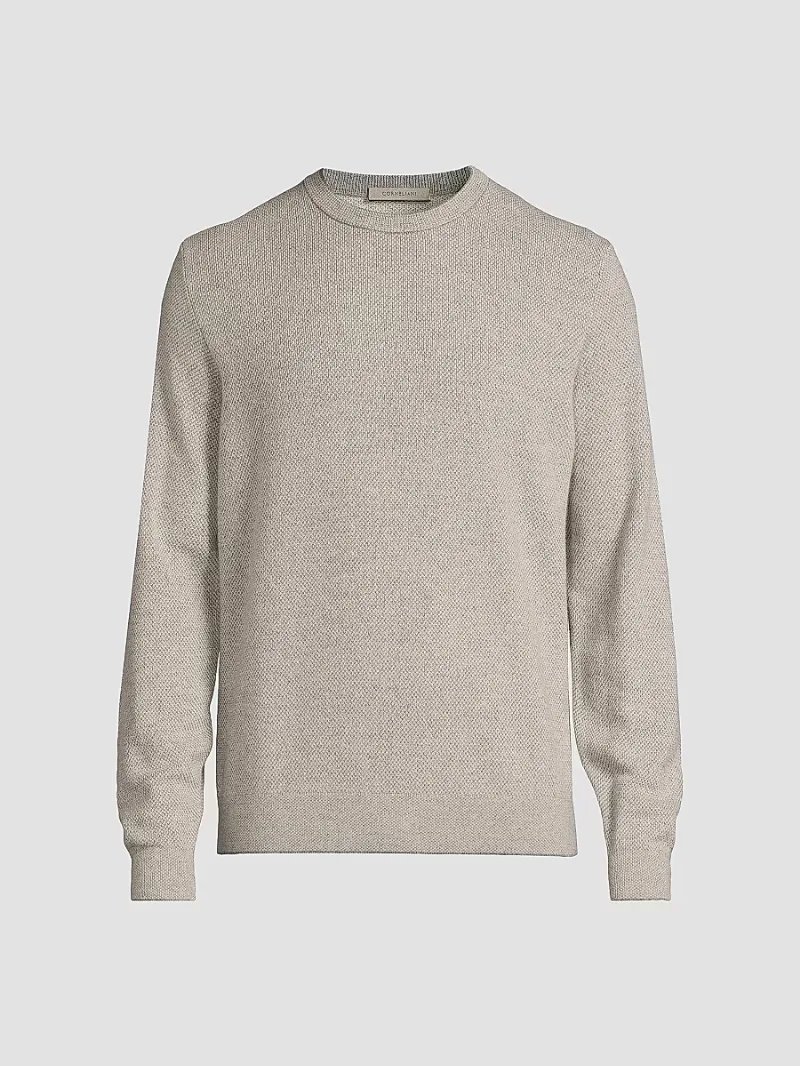 Men's Two-Tone Wool-Cashmere Sweater - Natural - Size 48