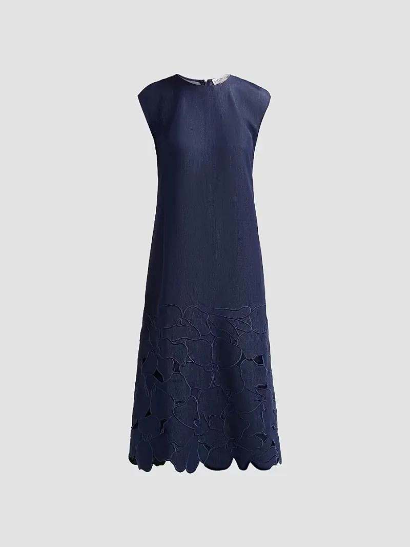 SACHIN BABI Women's Sabette Guipure Lace-Hem Denim Shift Dress - Denim - Size 0