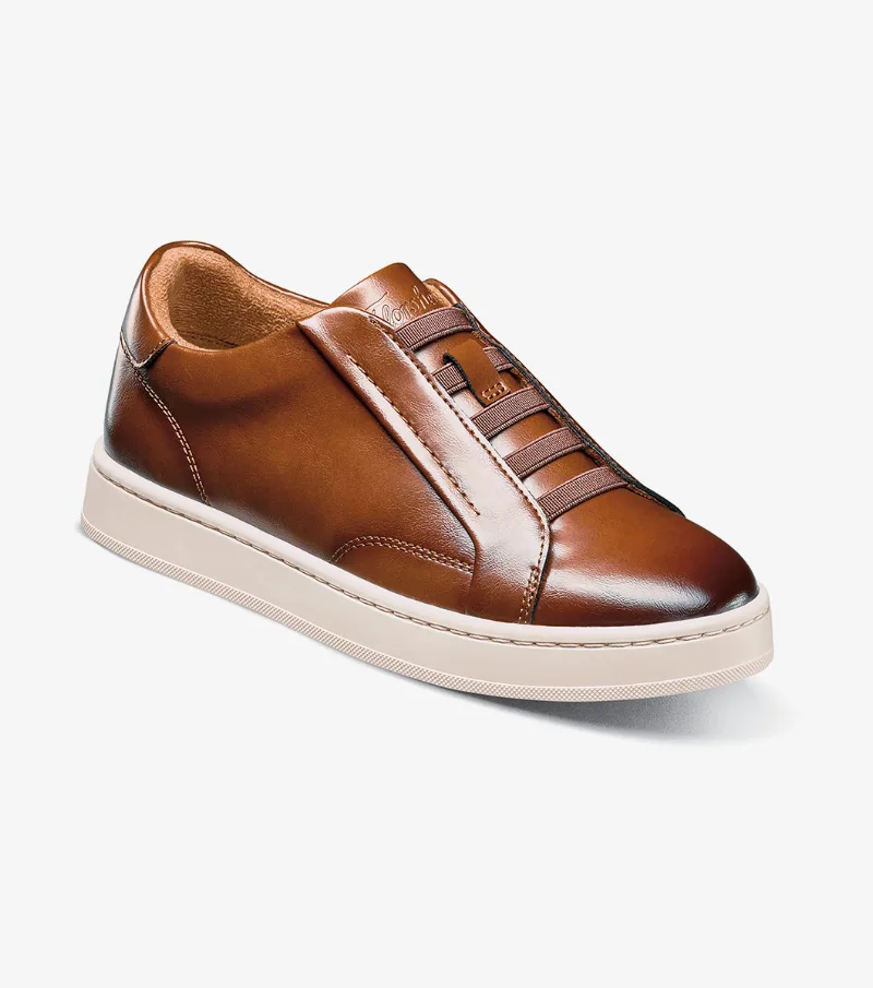 Florsheim Shoes Monopoli Jr. Boys Elastic Lace To Toe Cognac Multi Size 2 Little Kid