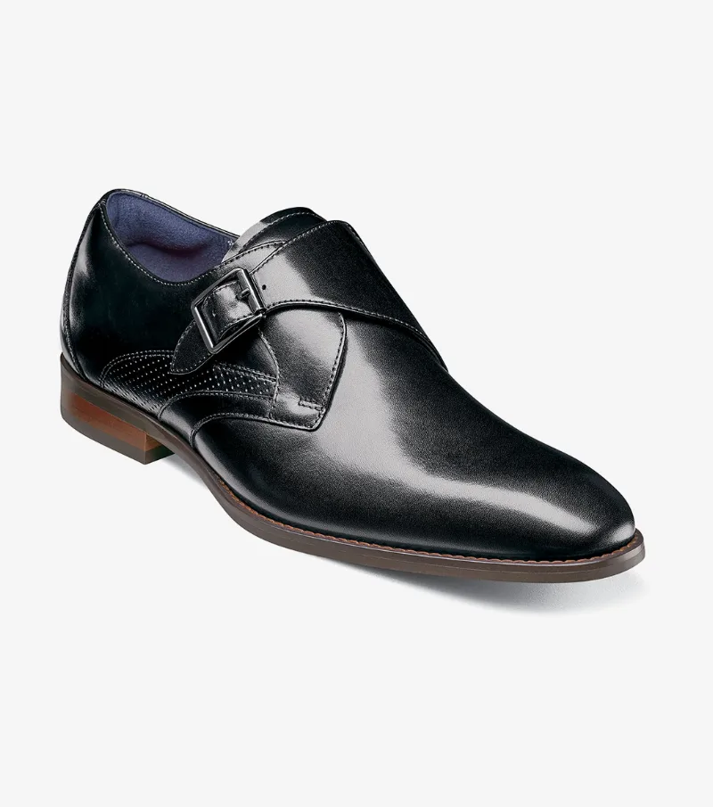 Stacy Adams Shoes Karcher Plain Toe Monk Strap Black Size 12