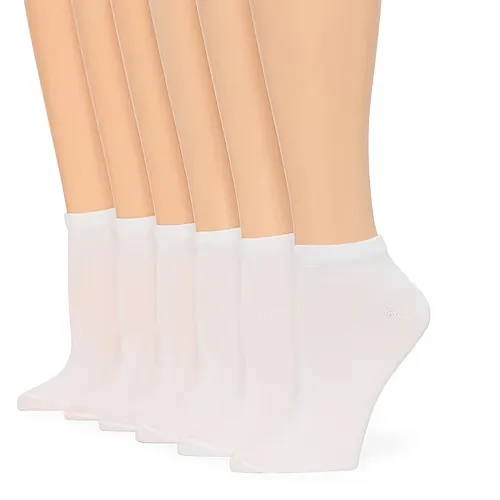 Mixit Cotton Modal Womens 6 Pair Low Cut Socks, 4-10, White