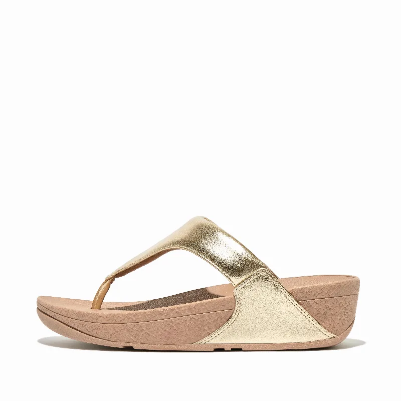LULU Metallic Leather Toe-Post Sandals