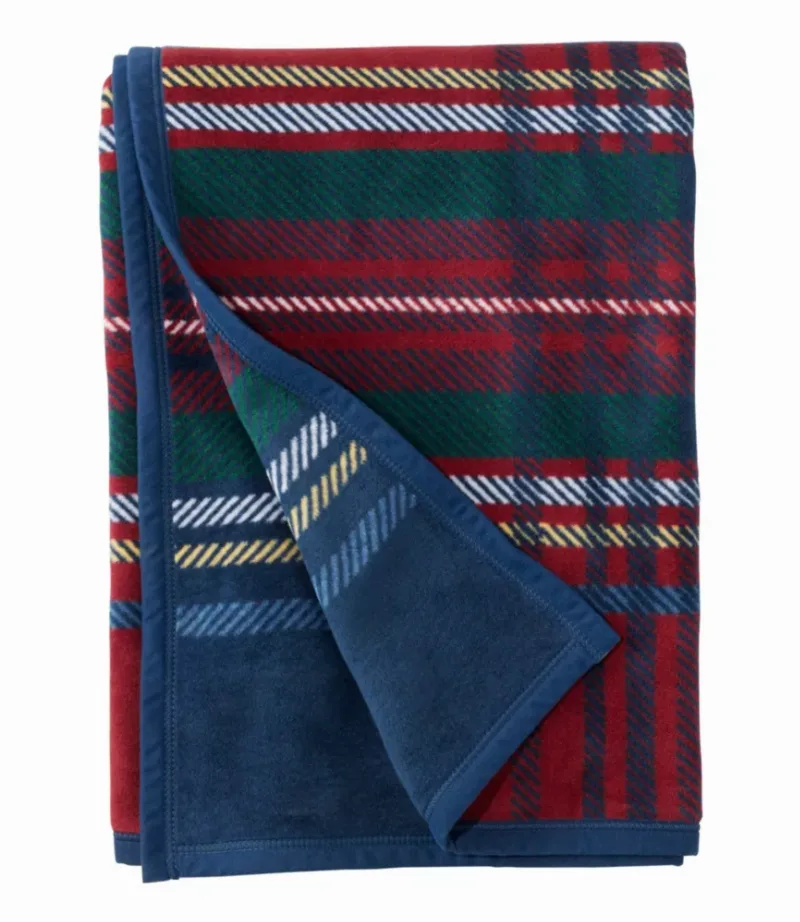 L.L.Bean ChappyWrap Cozy Throw Blanket, Plaid Navy Plaid, Cotton Blend L. L.Bean