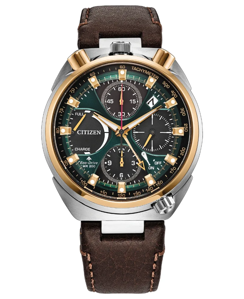 Citizen Men's Limited Edition Promaster Land Tsuno Chrono Brown Leather Strap Watch 44.5mm - Brown
