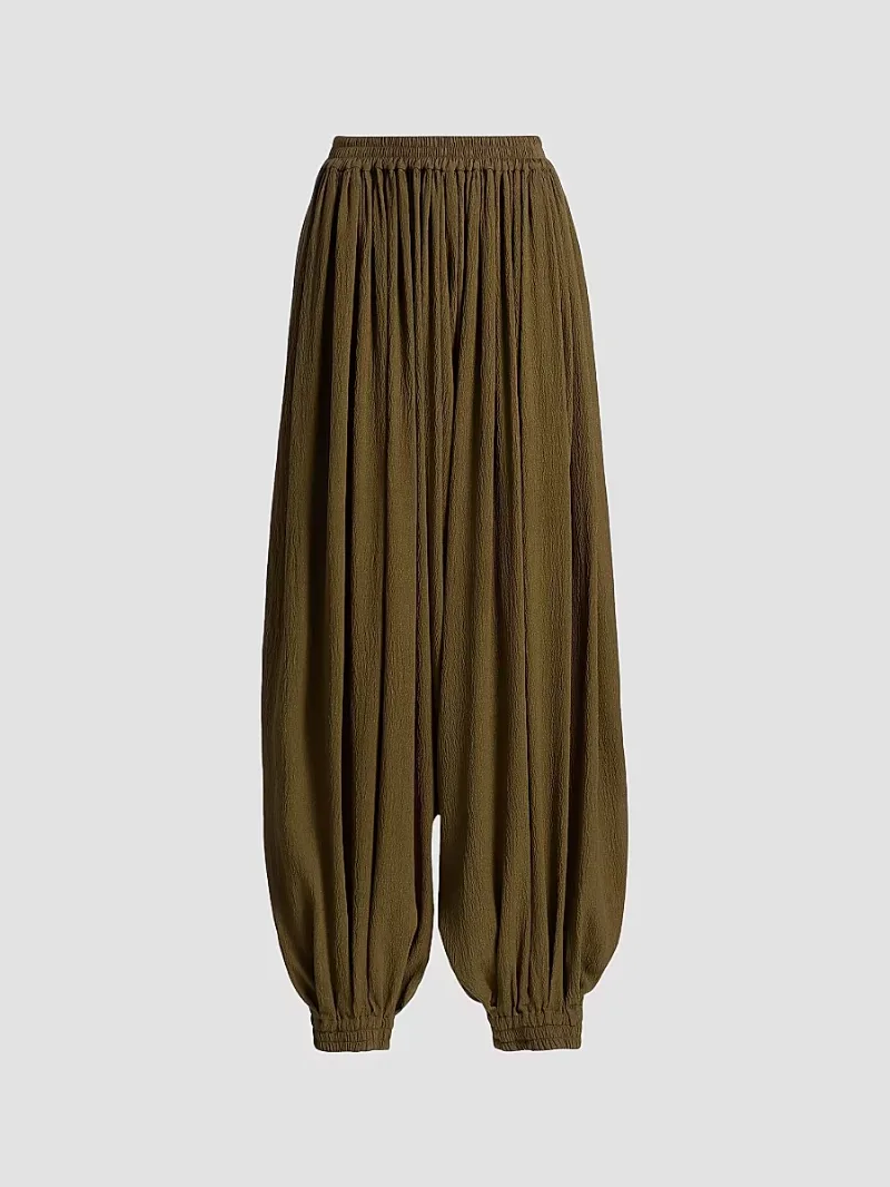 Michael Kors Collection Women's Sarouel Silk Seersucker Trousers - Fennel - Size XS