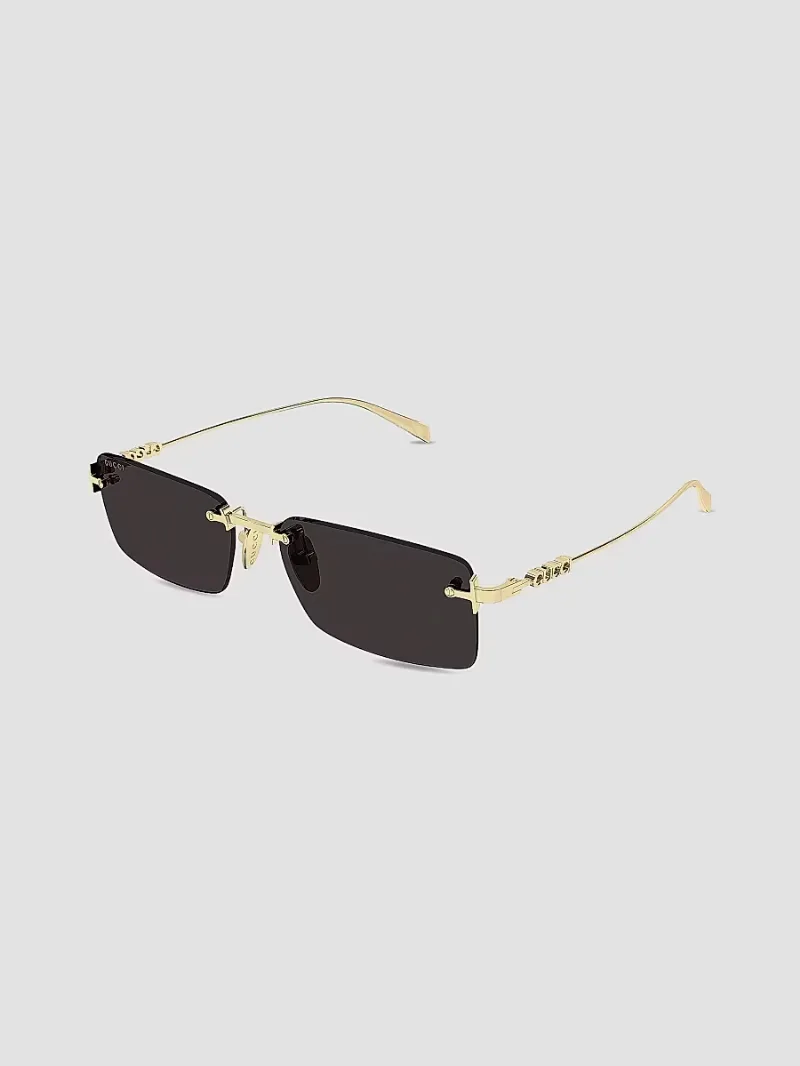 Gucci Men's Gucci Block 56MM Rectangular Sunglasses - Gold Black