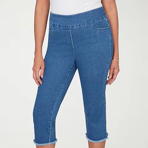 Alfred Dunner Classics Womens Mid Rise Capri Jean, 6 Petite, Blue