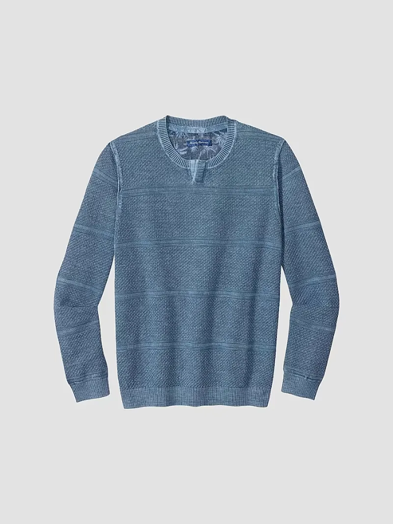 Tommy Bahama Men's Saltwater Textured Abaco Sweater - Dark Azzurro - Size Small