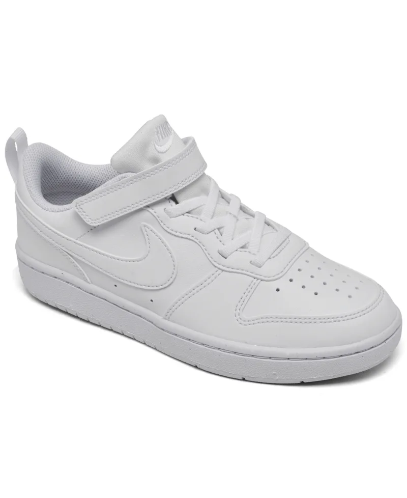 Nike Little Kids Court Borough Low Recraft Adjustable Strap Casual Sneakers From Finish Line - White
