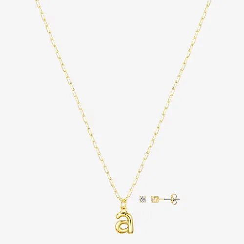 Bijoux Bar Delicates Gold Tone Initial Womens 2-pc. Jewelry Set, One Size, Yellow